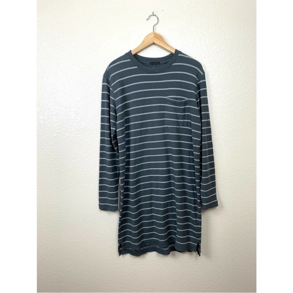 ATM Anthony Michael Melillo 100% Pima Cotton Striped Long Sleeve Shirt Dress L - Picture 3 of 11